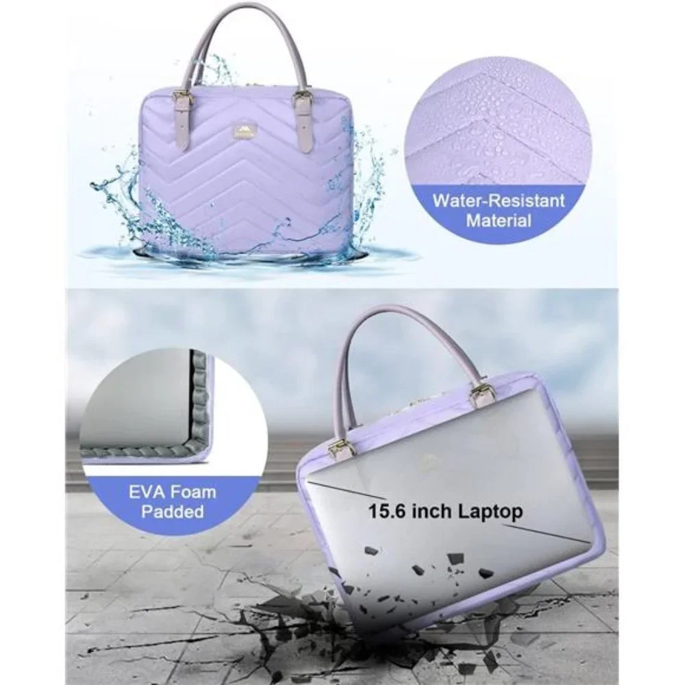 Women's Slim Computer Bag Laptop Briefcase Water Resistant Laptop, Purple, 15.6